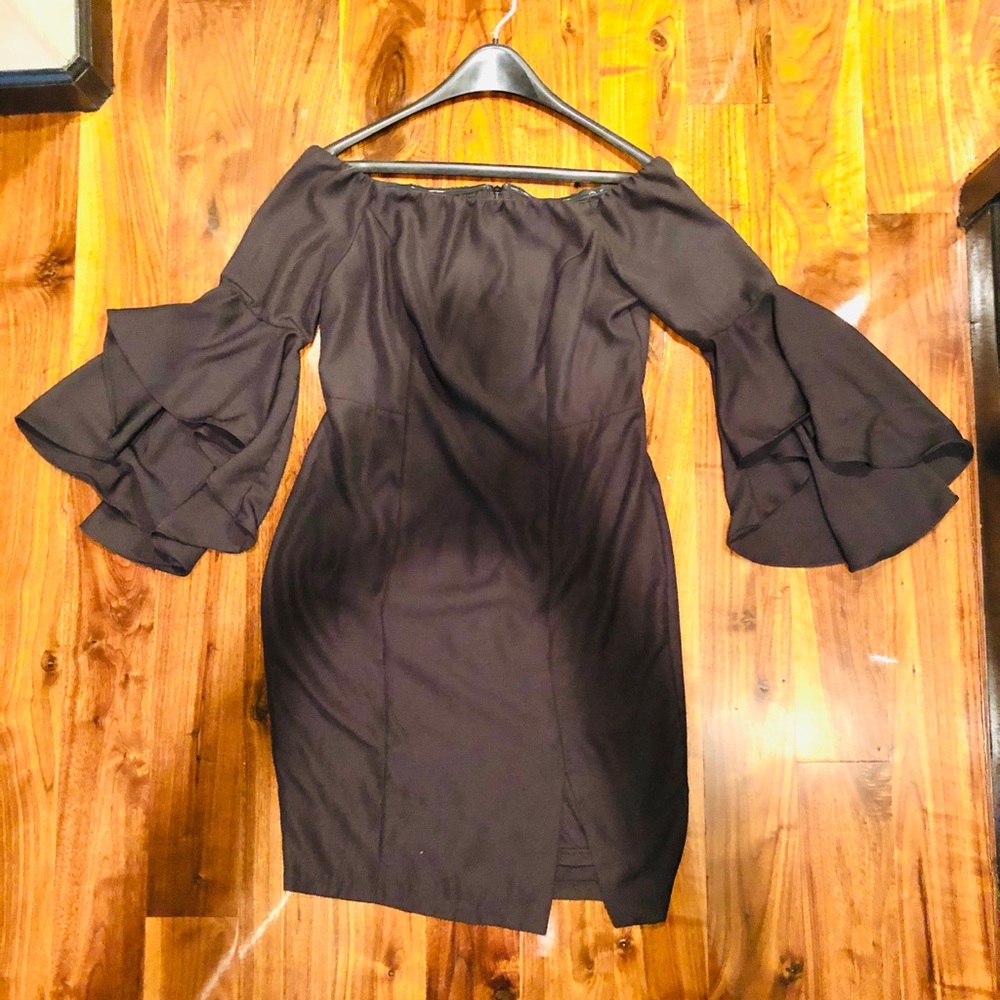 Black midi bell sleeve dress